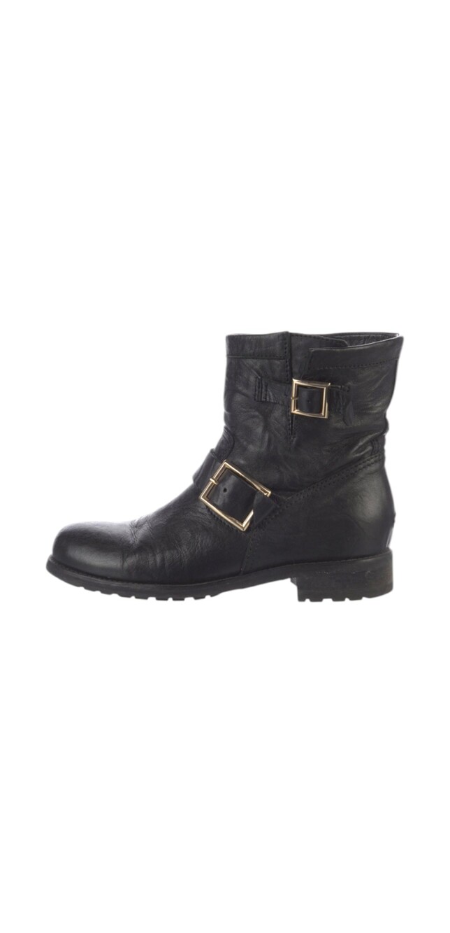 Jimmy Choo Leather Moto Boots Women's 8.5 Black